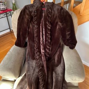 Faux fur Brown coat with hood